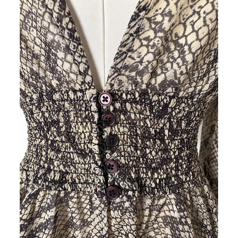 Live 4 Truth Snakeskin Print High Low Maxi Dress Smocked Waist Boho Duster - Picture 5 of 7